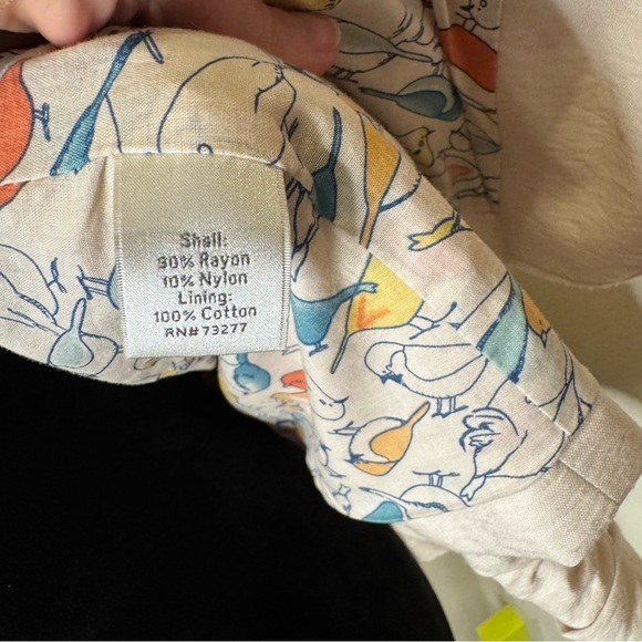 LC Lauren Conrad Cream Blazer 3/4 Sleeves Size 6 Bird Print - Picture 6 of 6